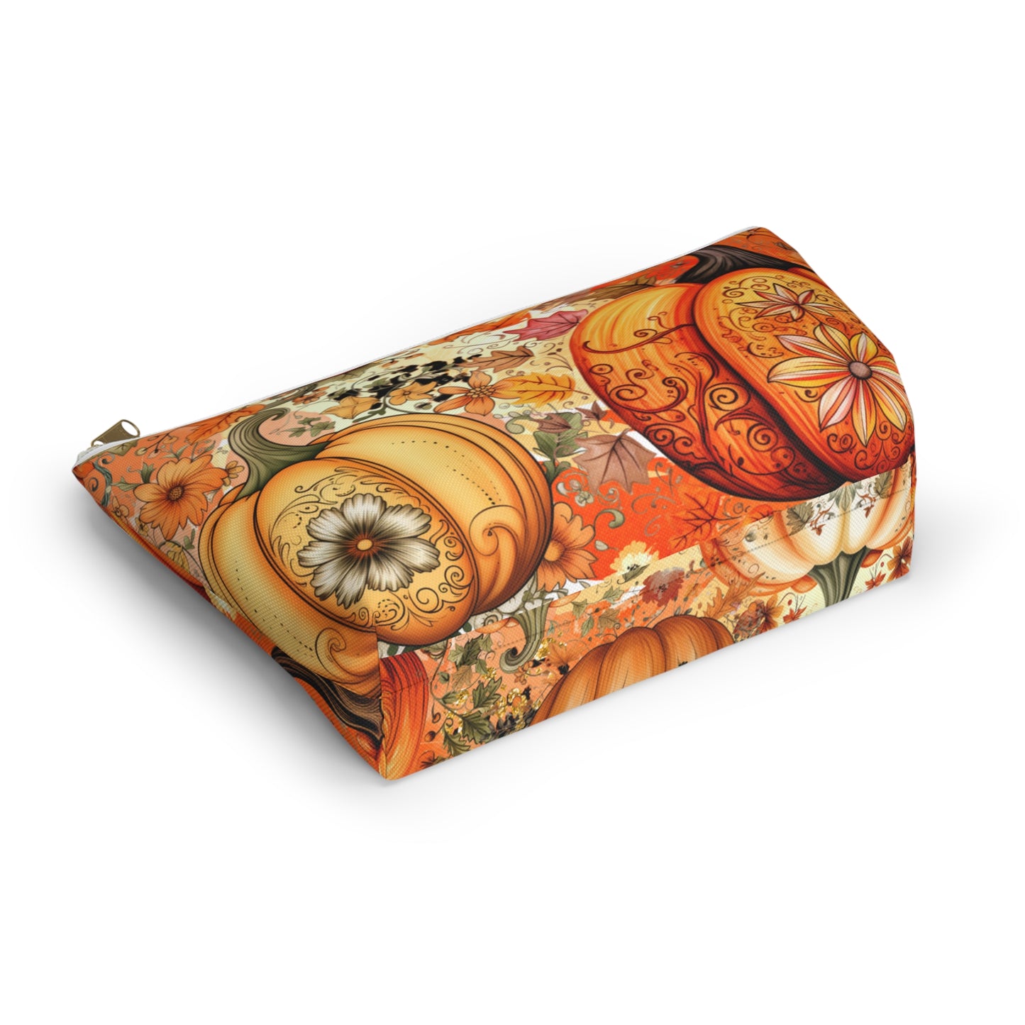 Thanksgiving Pumpkin Pouch - Versatile T-bottom Accessory Bag - Travel & Organization - Durable Material