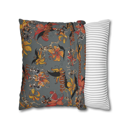 Spooky Scary Skeleton Vibe Pillow Case - Double Sided Print, Concealed Zipper, 100% Polyester Cover