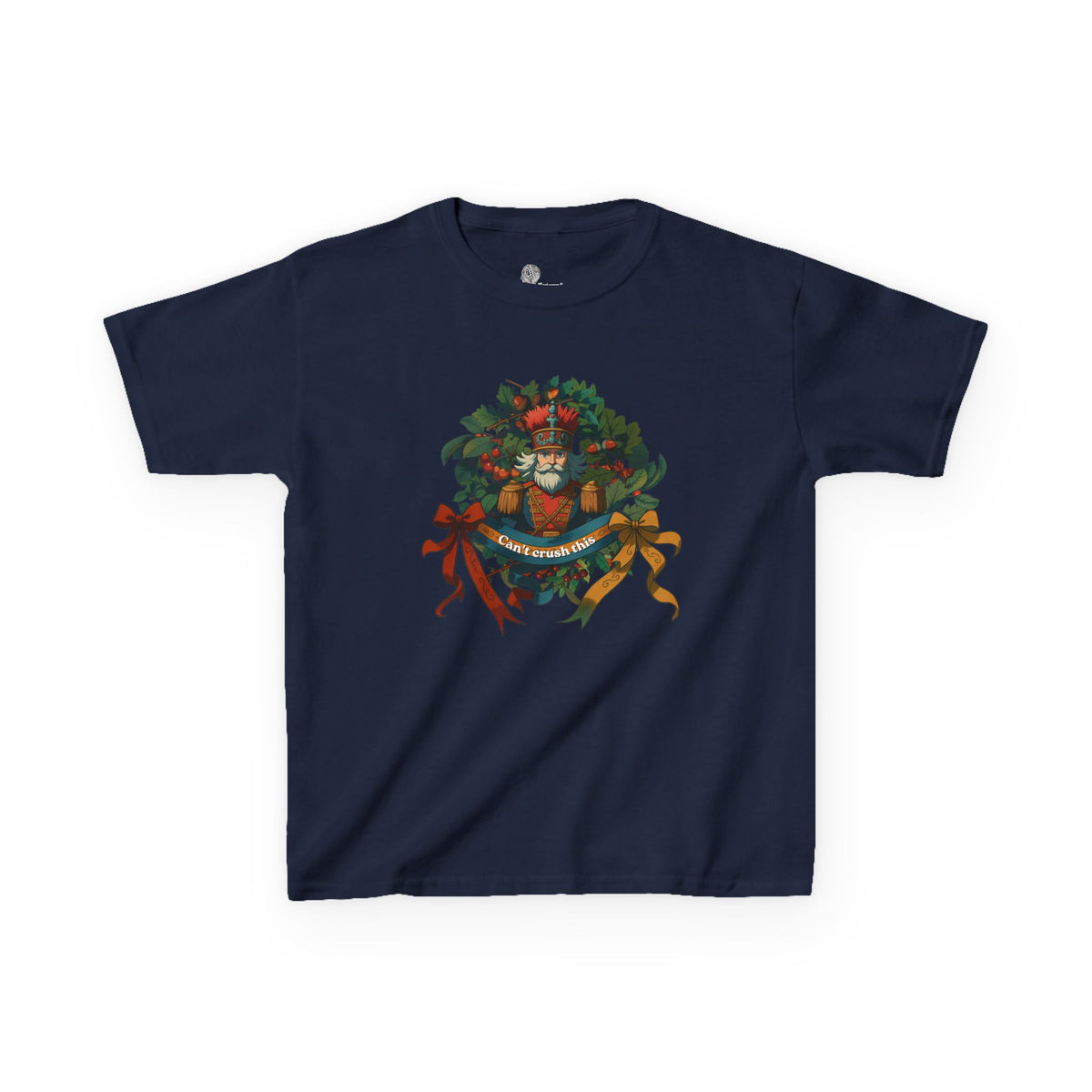 Santa Wreath Illustration Kids Tee | Holiday Christmas Charm