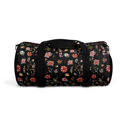 Skeleton and Poinsetta Christmas Duffle Bag - Lightweight Custom Printed Gym Bag for Holiday Cheer