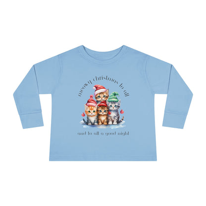 Meowy Christmas to All! Youth Long Sleeve Tee - Holiday Kids Fashion - Cat Christmas Tree Design