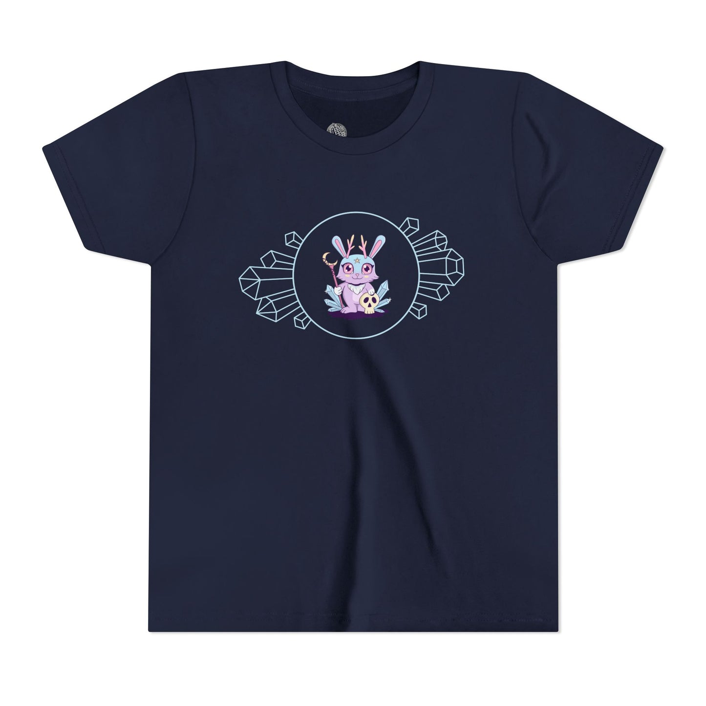 Pastel Jackalope with Crystals Youth Tee | Cute Cryptid Design