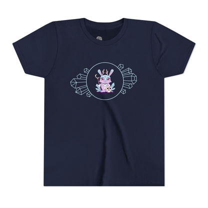 Pastel Jackalope with Crystals Youth Tee | Cute Cryptid Design