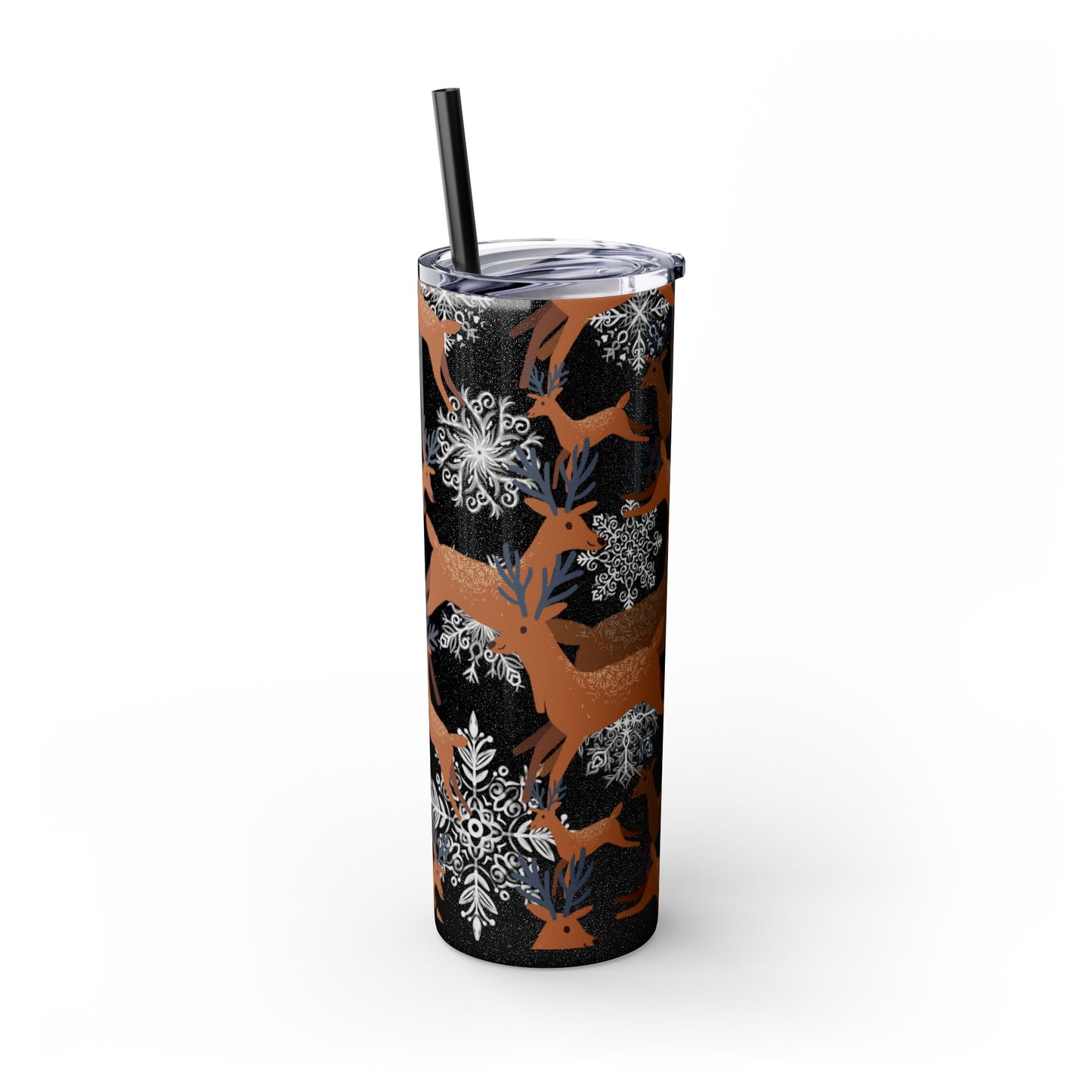 Christmas Snow Prancing Deer Skinny Tumbler - 20oz - BPA-free - Matte or Glossy Finish