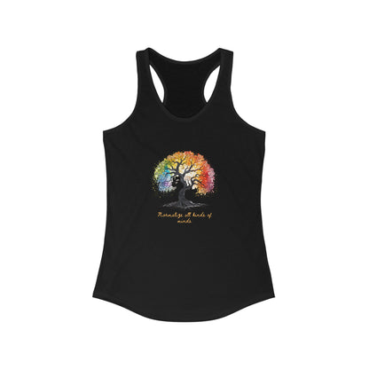 Racerback Tank with Rainbow Bonsai Tree Print - Empowering All Minds - High-Quality and Sporty Style