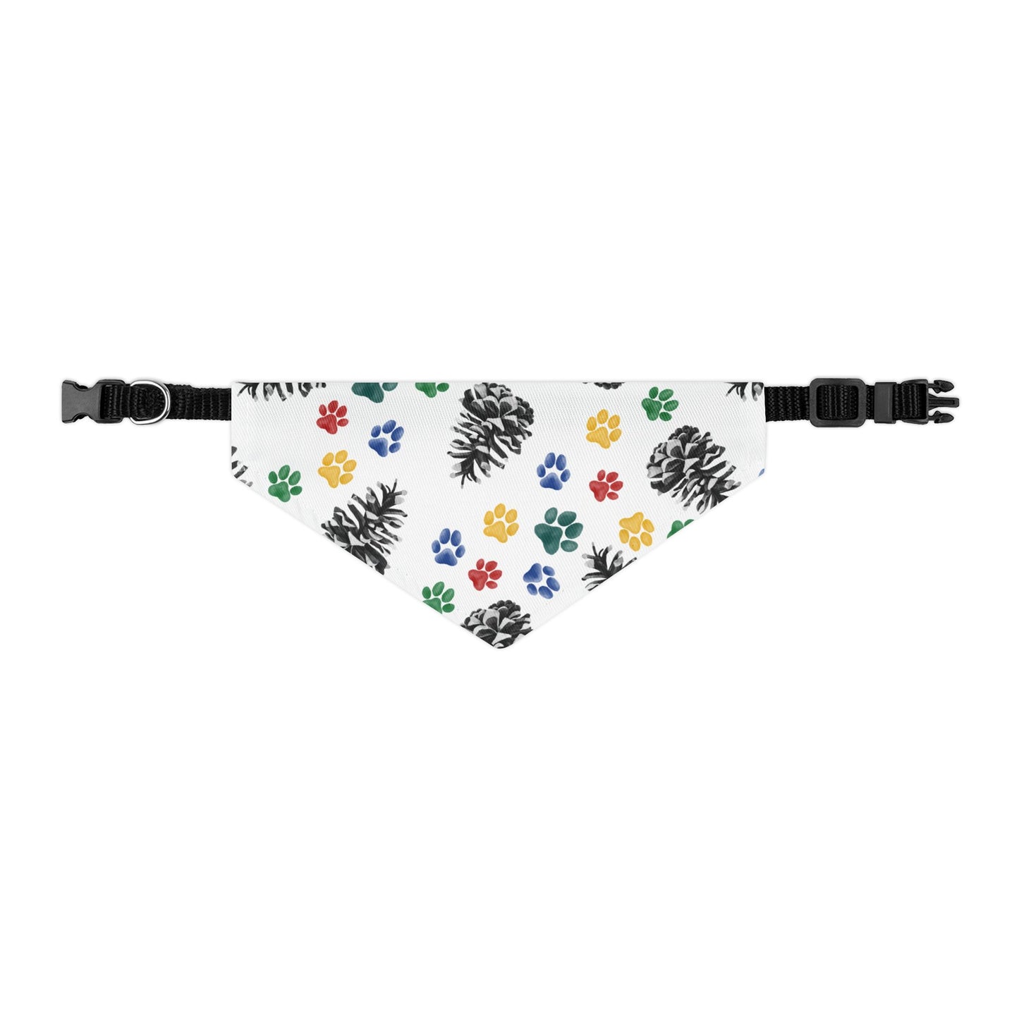 Playful Pine Cones and Paw Prints Pet Bandana Collar for Dogs and Cats- Sublimation Printable, Machine Washable
