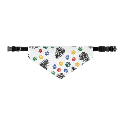 Playful Pine Cones and Paw Prints Pet Bandana Collar for Dogs and Cats- Sublimation Printable, Machine Washable