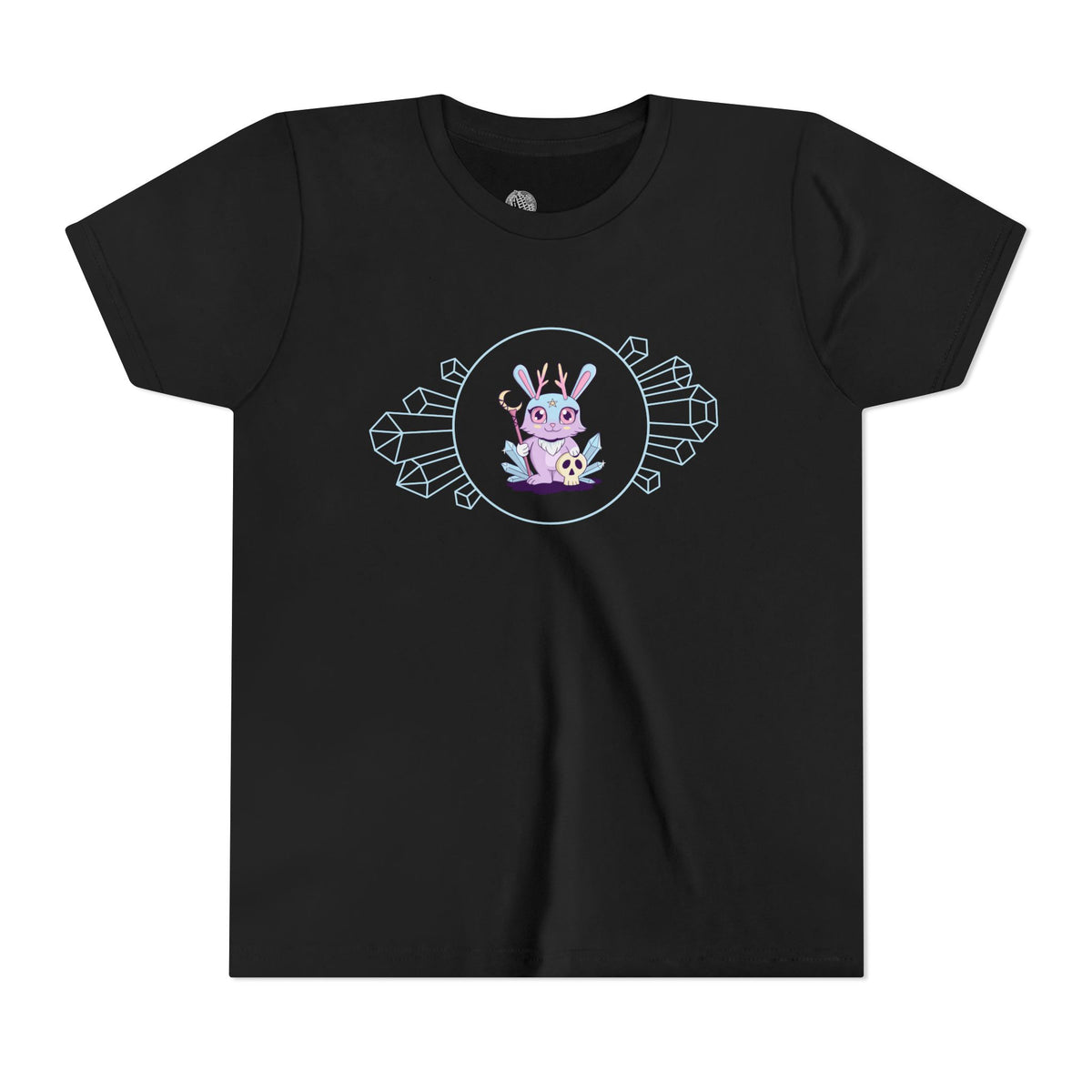 Pastel Jackalope with Crystals Youth Tee | Cute Cryptid Design