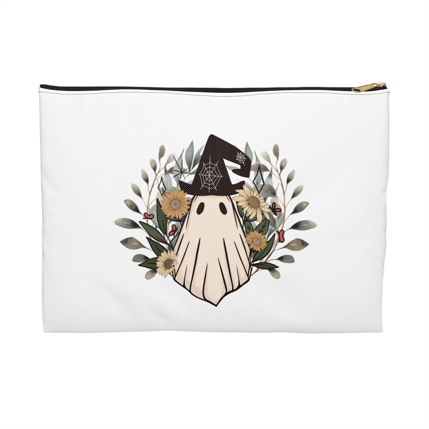 Vintage Style Ghost Print Pencil Case - Retro Accessory Pouch