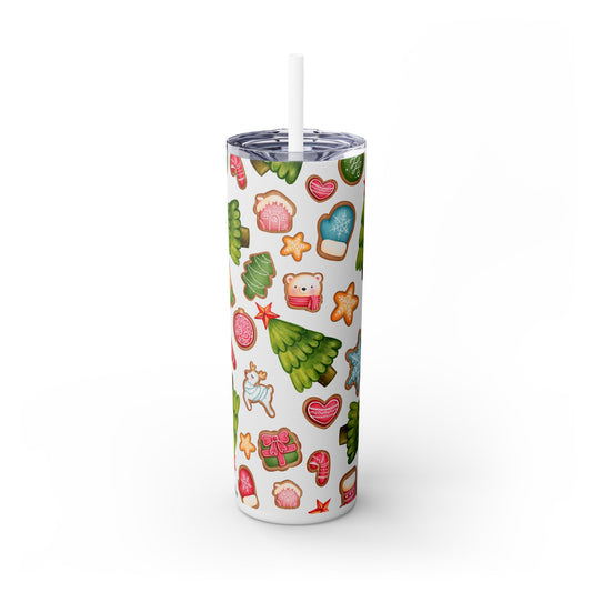 Stay Refreshed all Year Round with the Frosted Christmas Cookies Skinny Tumbler - 20oz, Hot or Cold!