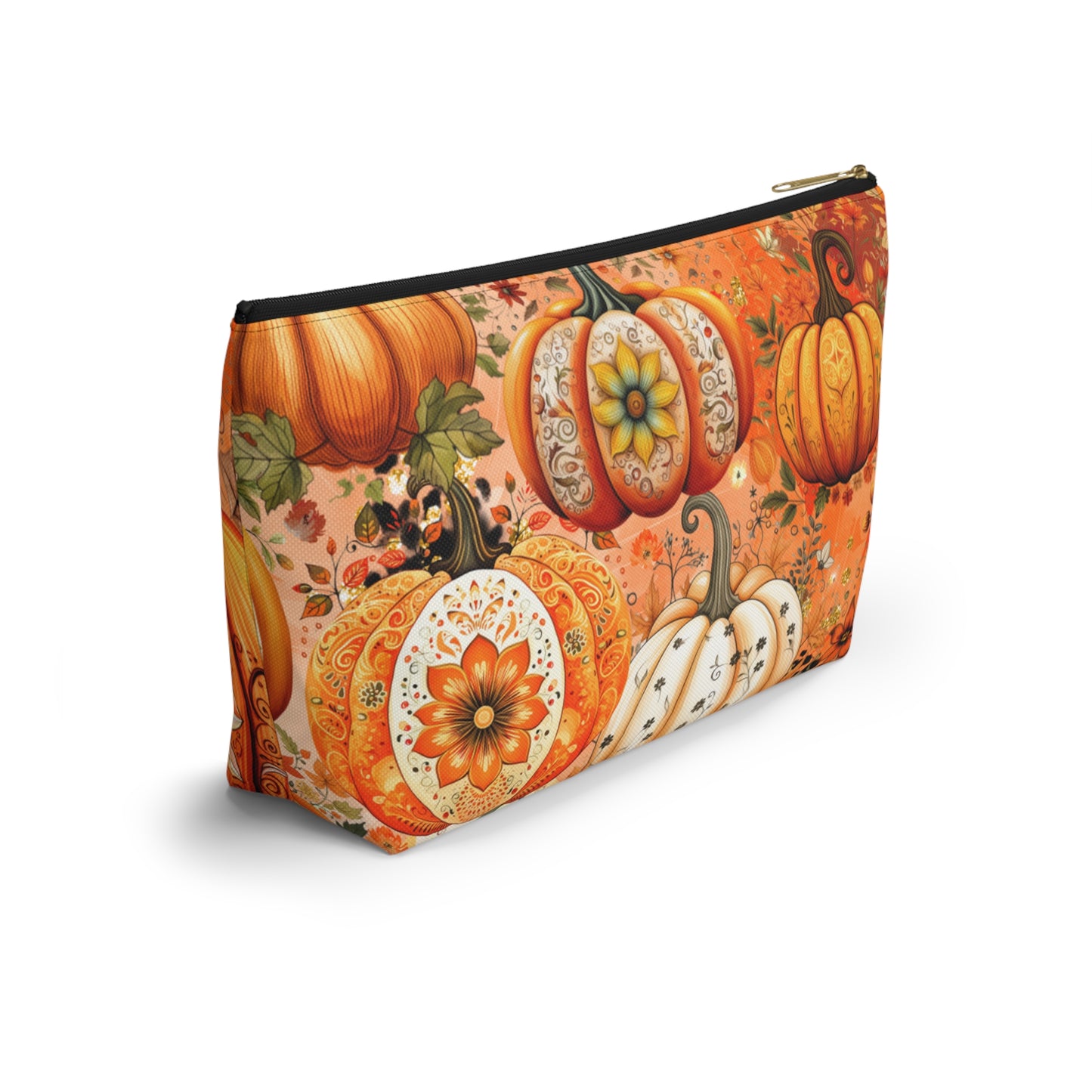 Thanksgiving Pumpkin Pouch - Versatile T-bottom Accessory Bag - Travel & Organization - Durable Material