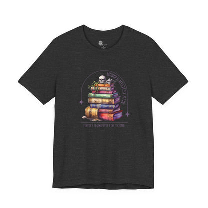 Stack of Spellbooks with Skull tee | Witchy Books T-Shirt