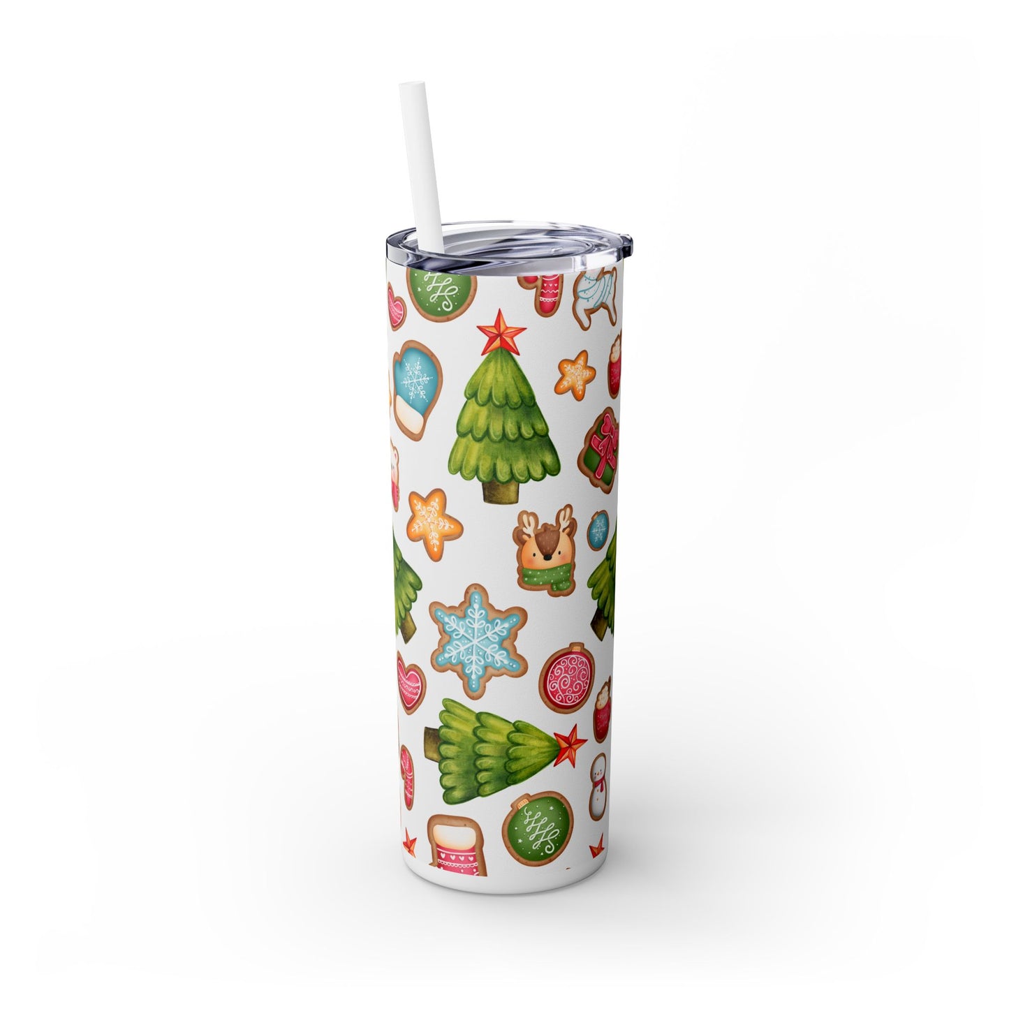 Stay Refreshed all Year Round with the Frosted Christmas Cookies Skinny Tumbler - 20oz, Hot or Cold!