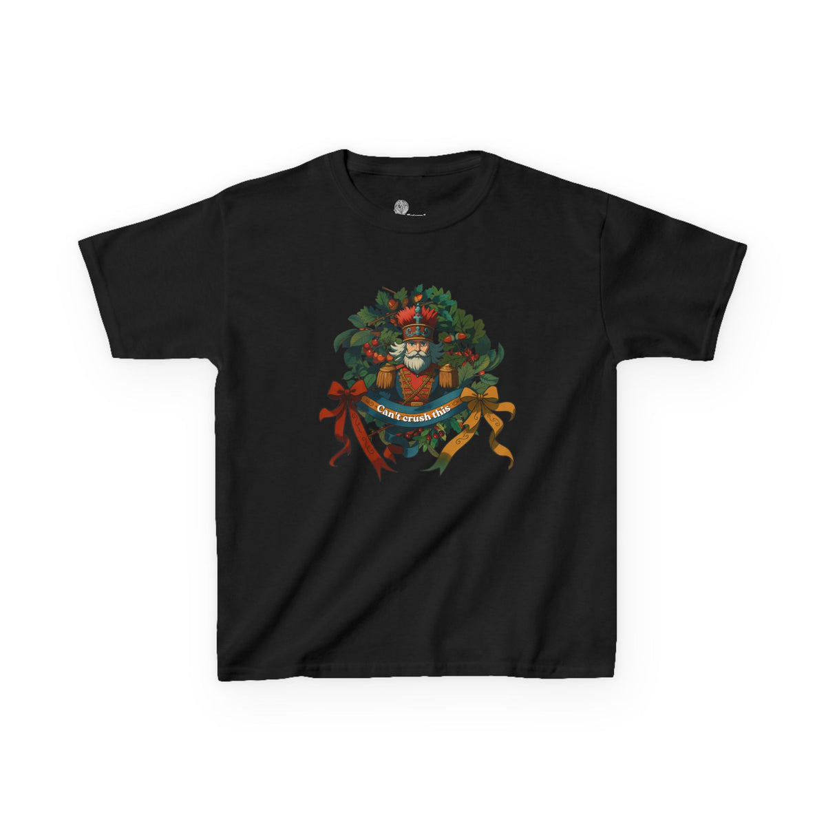 Santa Wreath Illustration Kids Tee | Holiday Christmas Charm