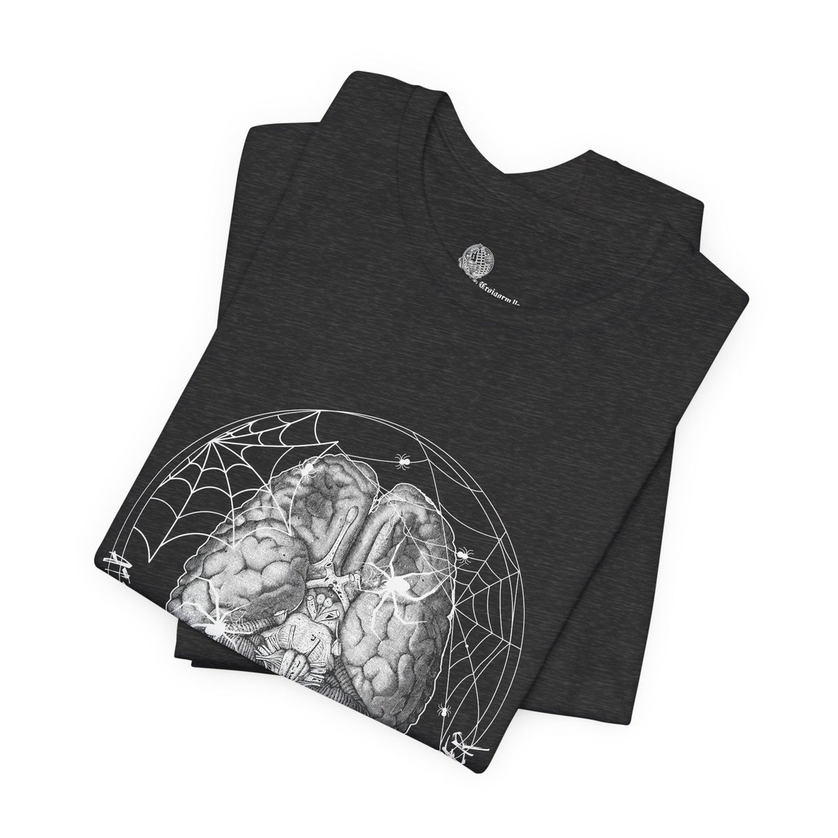 Anatomical Brain Illustration T-Shirt | Geometric Circle, Handwritten Script