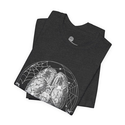 Anatomical Brain Illustration T-Shirt | Geometric Circle, Handwritten Script