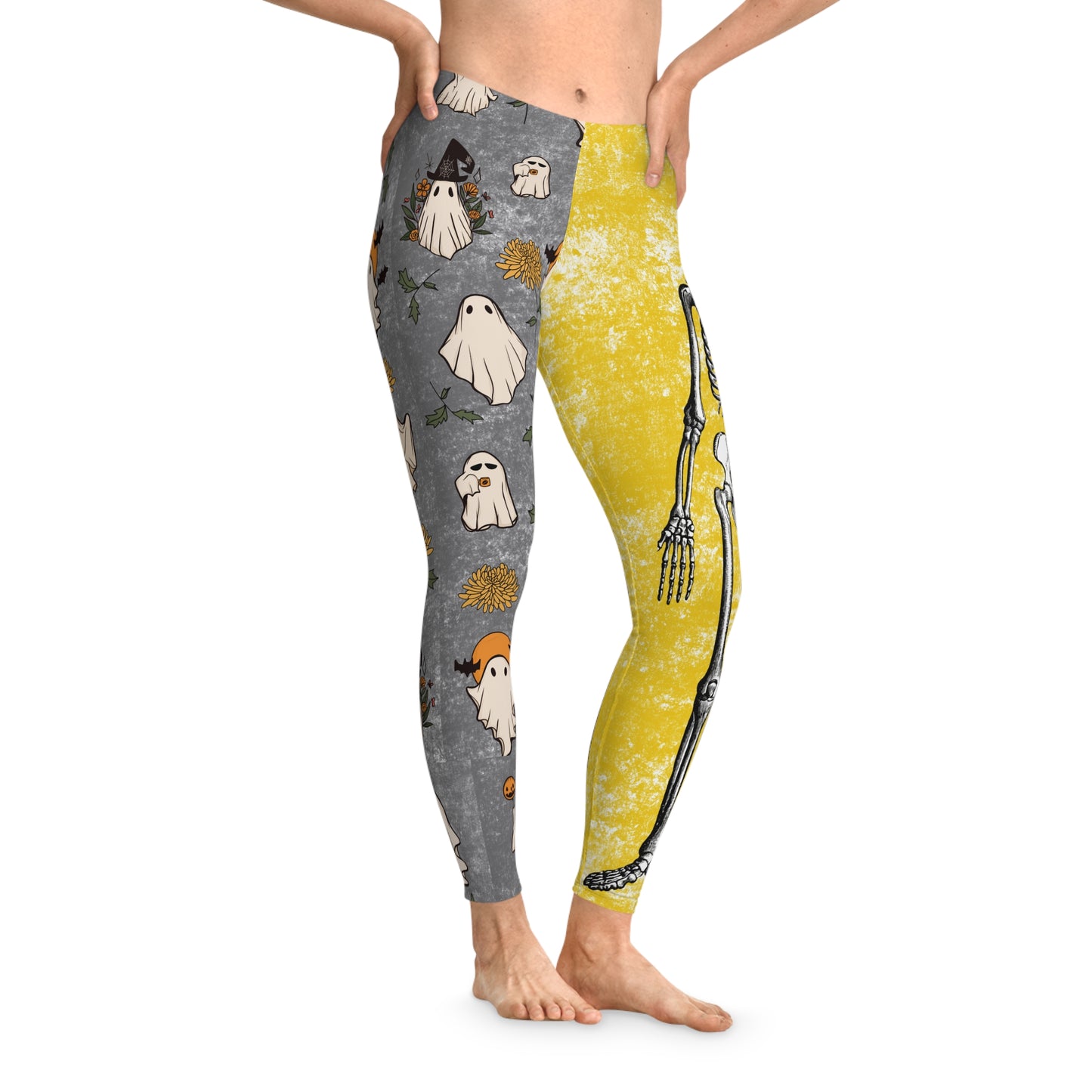 Skeleton retro ghost Stretchy Leggings (AOP)