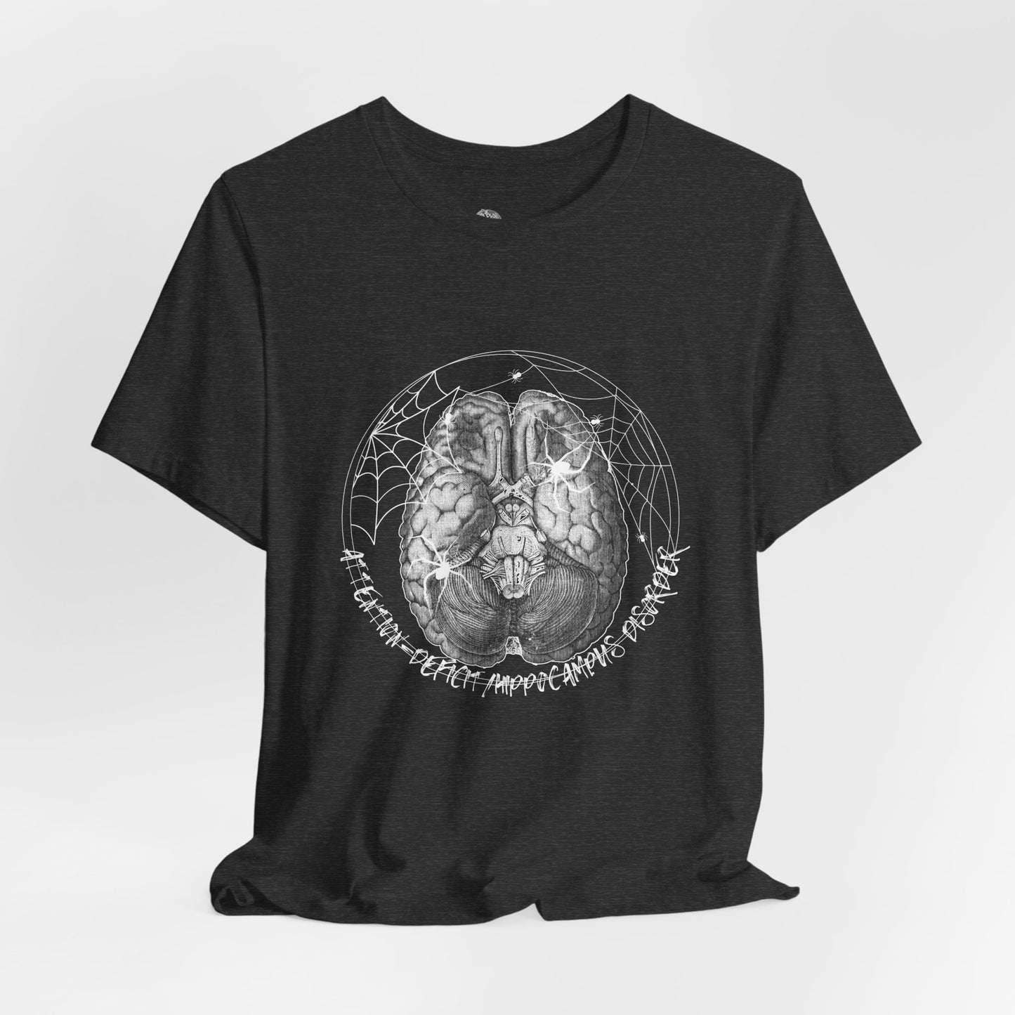 Anatomical Brain Illustration T-Shirt | Geometric Circle, Handwritten Script