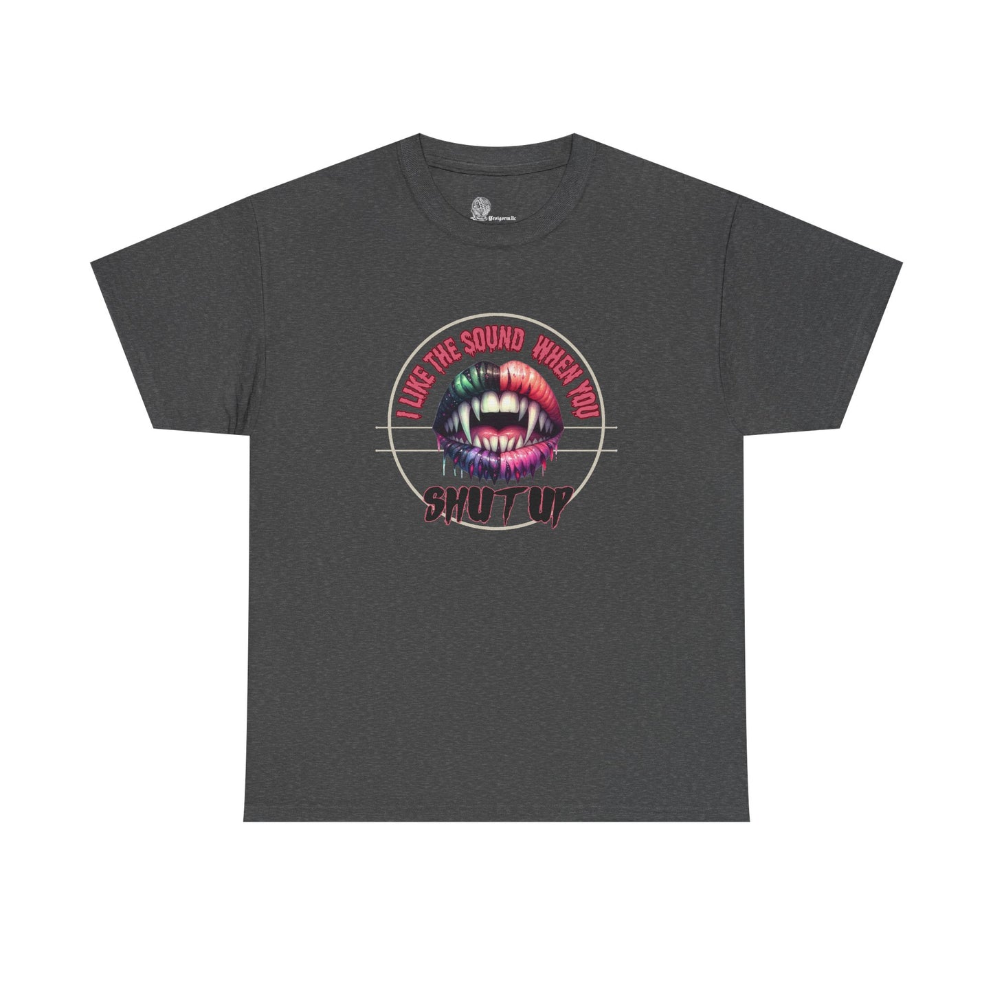 Neon Vamp Mouth Illustration T-Shirt | 'I Love the Sound When You Shut Up'