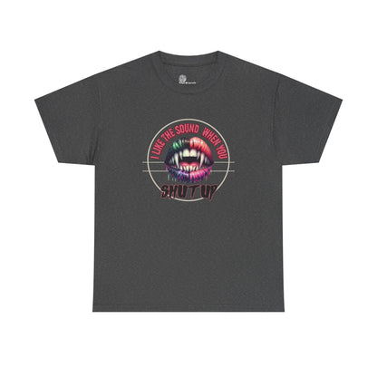 Neon Vamp Mouth Illustration T-Shirt | 'I Love the Sound When You Shut Up'