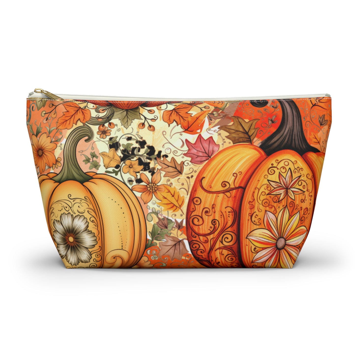 Thanksgiving Pumpkin Pouch - Versatile T-bottom Accessory Bag - Travel & Organization - Durable Material