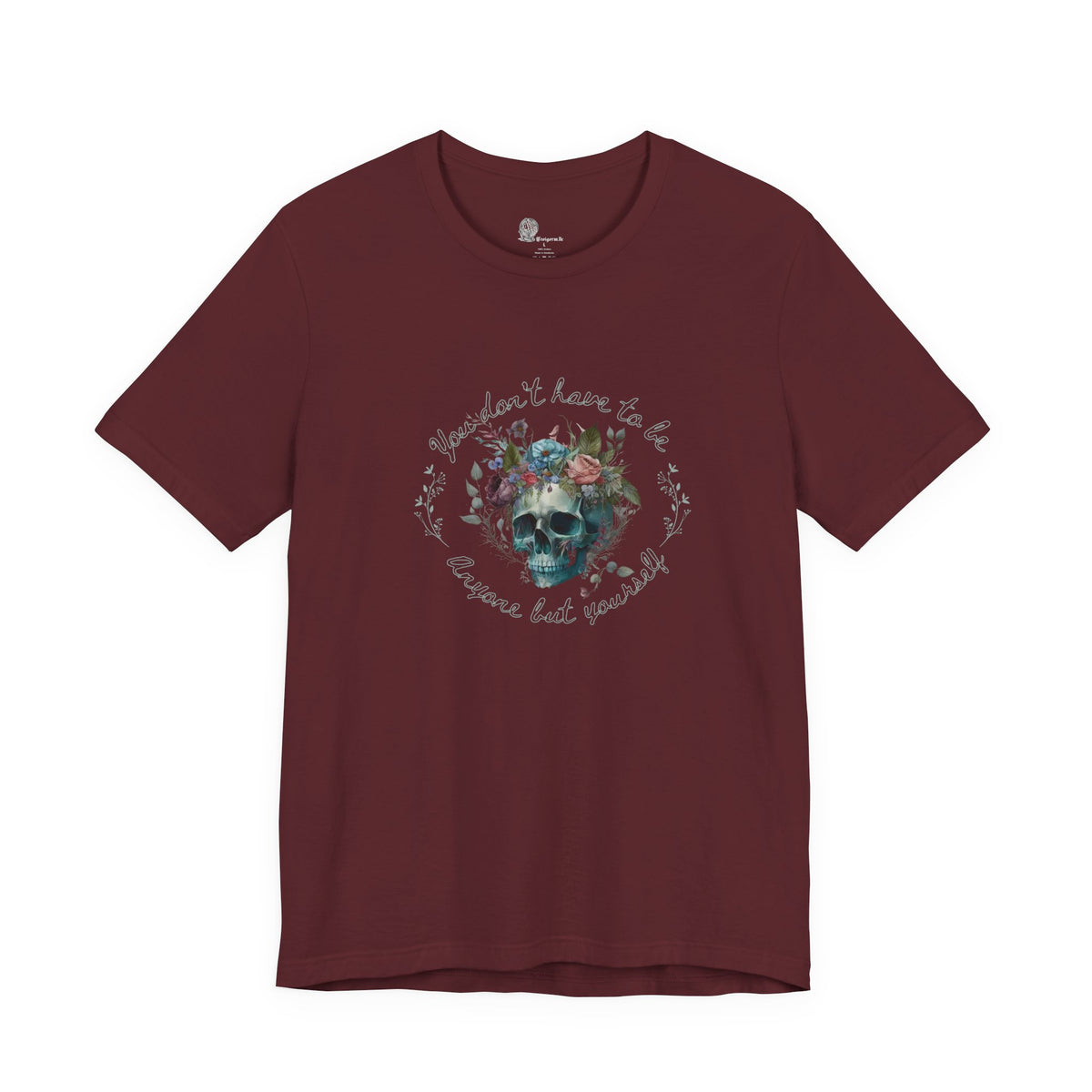 Floral Skull with Script Tee | Skull Flower Crown T-Shirt