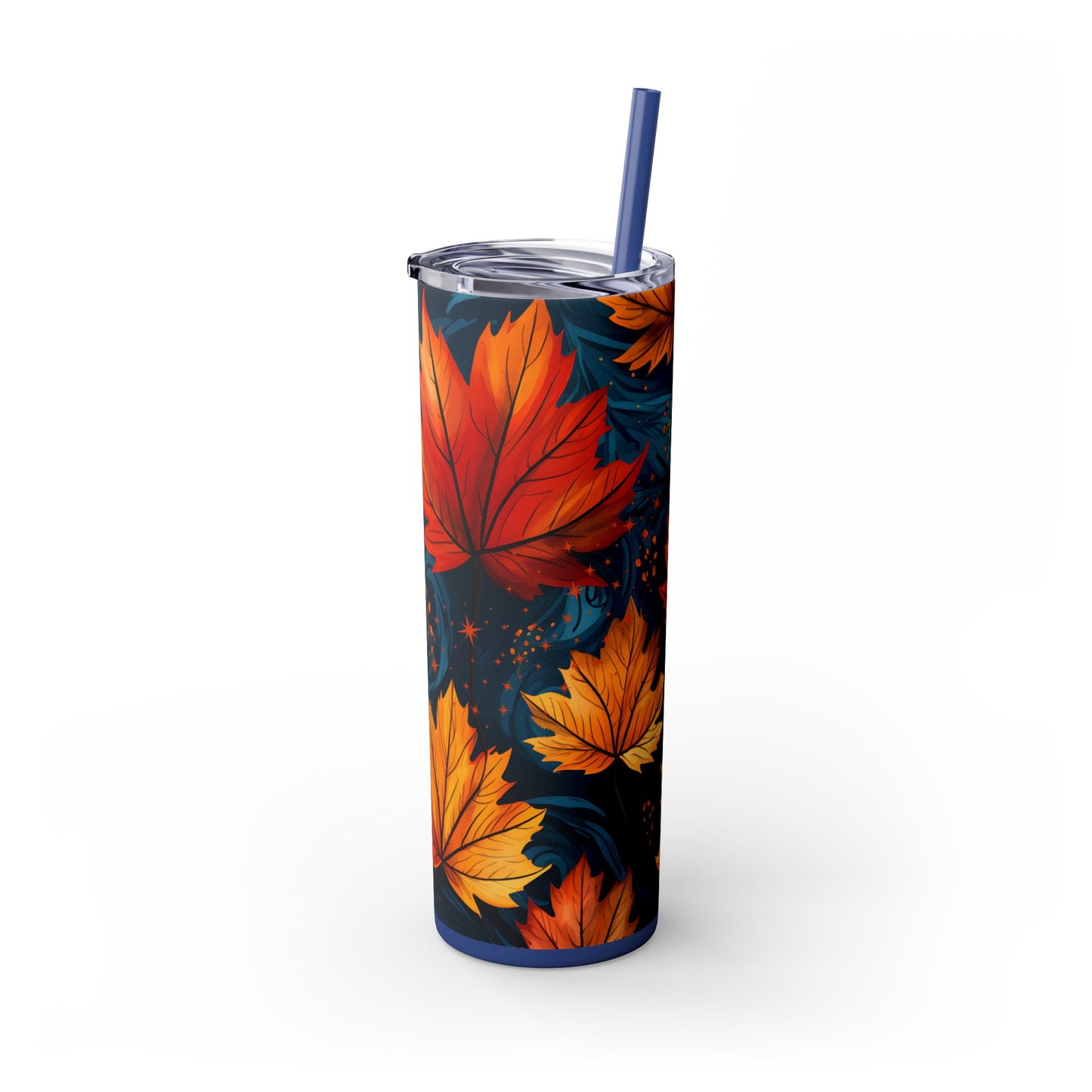 Stay Hydrated in Style with a Blue Fall Leaves Skinny Tumbler - 20oz Insulated Cup