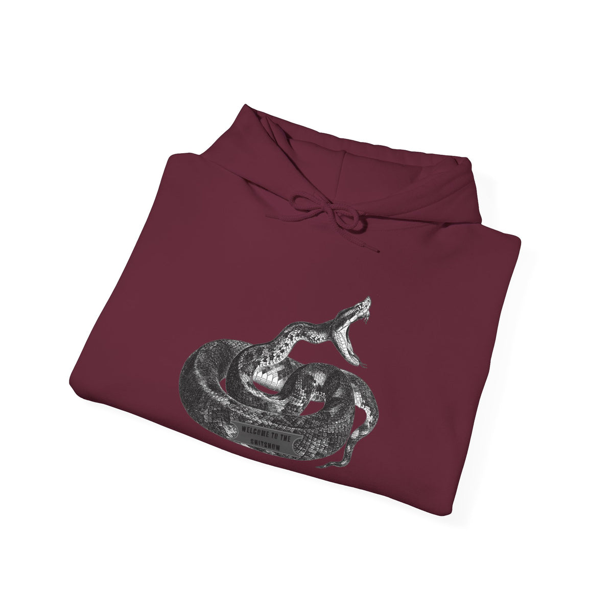 Coiled Rattlesnake Hoodie | Snake Illustration, Vintage Black Ink