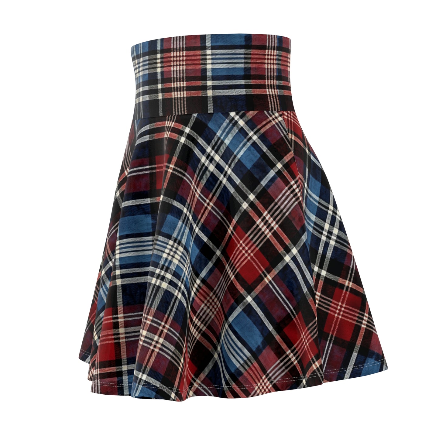 Red, White, and Blue Fourth of July Tartan Women's Skater Skirt - Made in the USA
