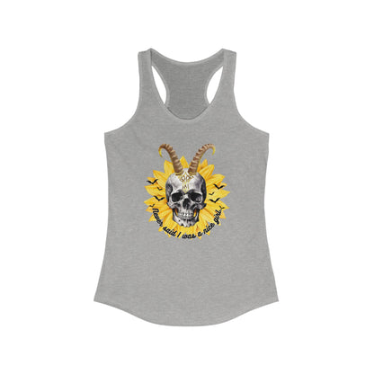 Sunflower Skull Racerback Tank - Edgy Women's Shirt for Active Style