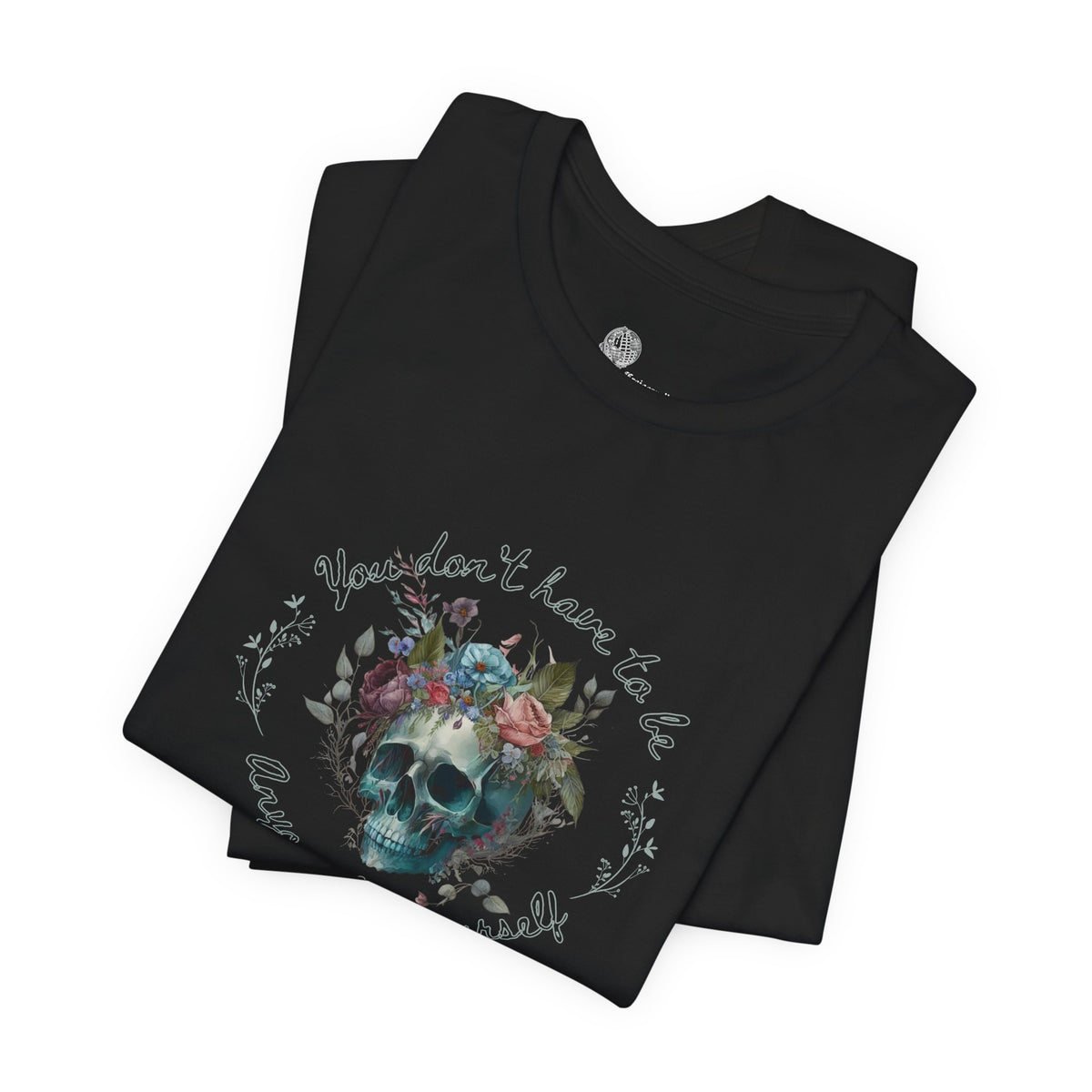 Floral Skull with Script Tee | Skull Flower Crown T-Shirt