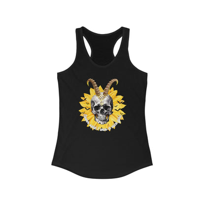 Sunflower Skull Racerback Tank - Edgy Women's Shirt for Active Style