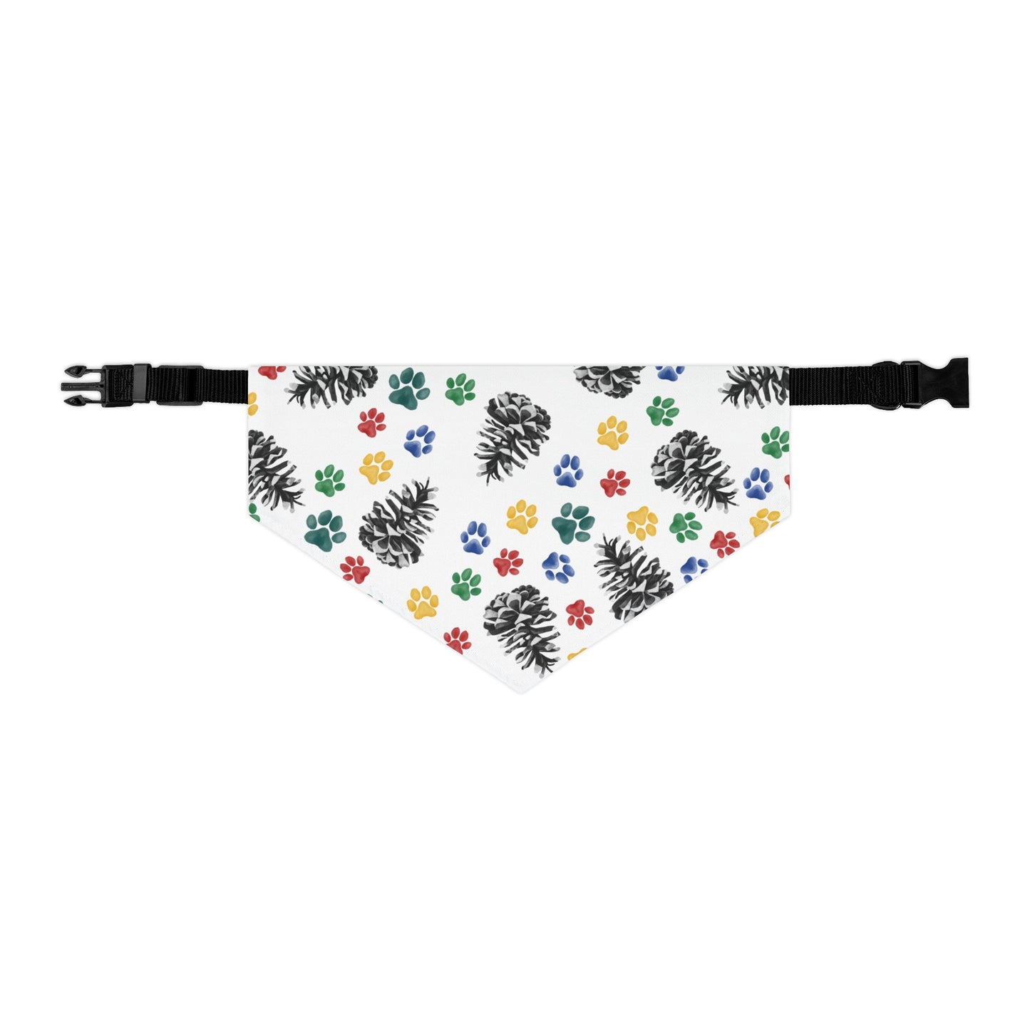 Playful Pine Cones and Paw Prints Pet Bandana Collar for Dogs and Cats- Sublimation Printable, Machine Washable