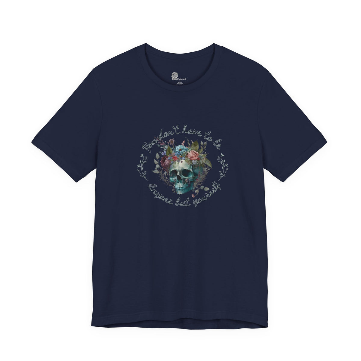 Floral Skull with Script Tee | Skull Flower Crown T-Shirt