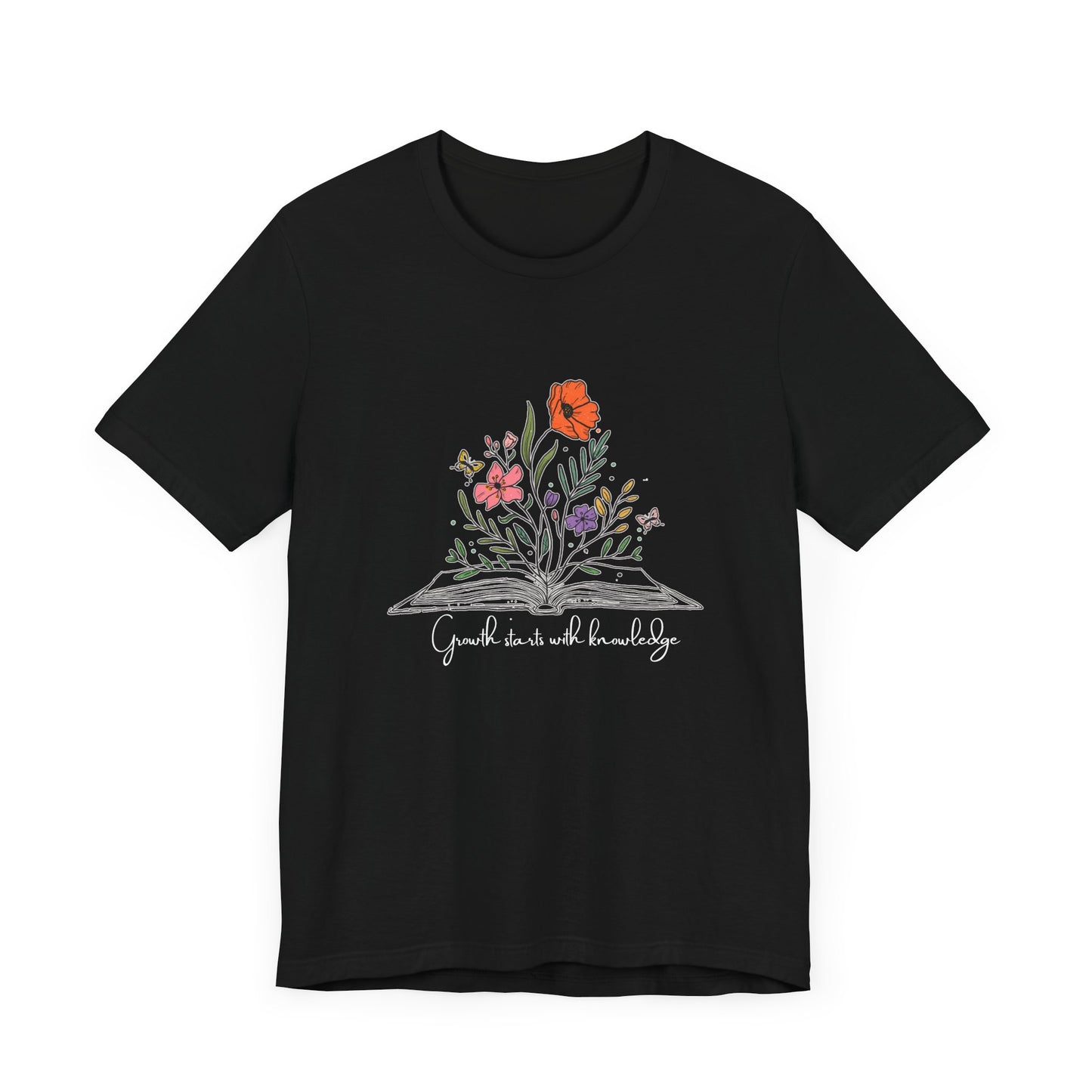 Knowledge Blossoms Tee | Book Lover's Unisex T-Shirt | Floral Design