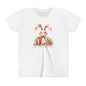 Festive Christmas Bunny Youth T-Shirt with Presents