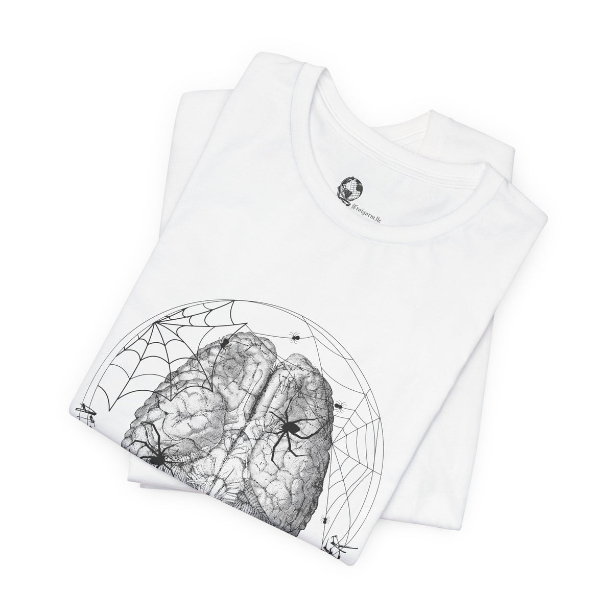 Anatomical Brain Illustration T-Shirt | Geometric Circle, Handwritten Script