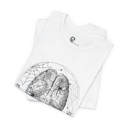 Anatomical Brain Illustration T-Shirt | Geometric Circle, Handwritten Script