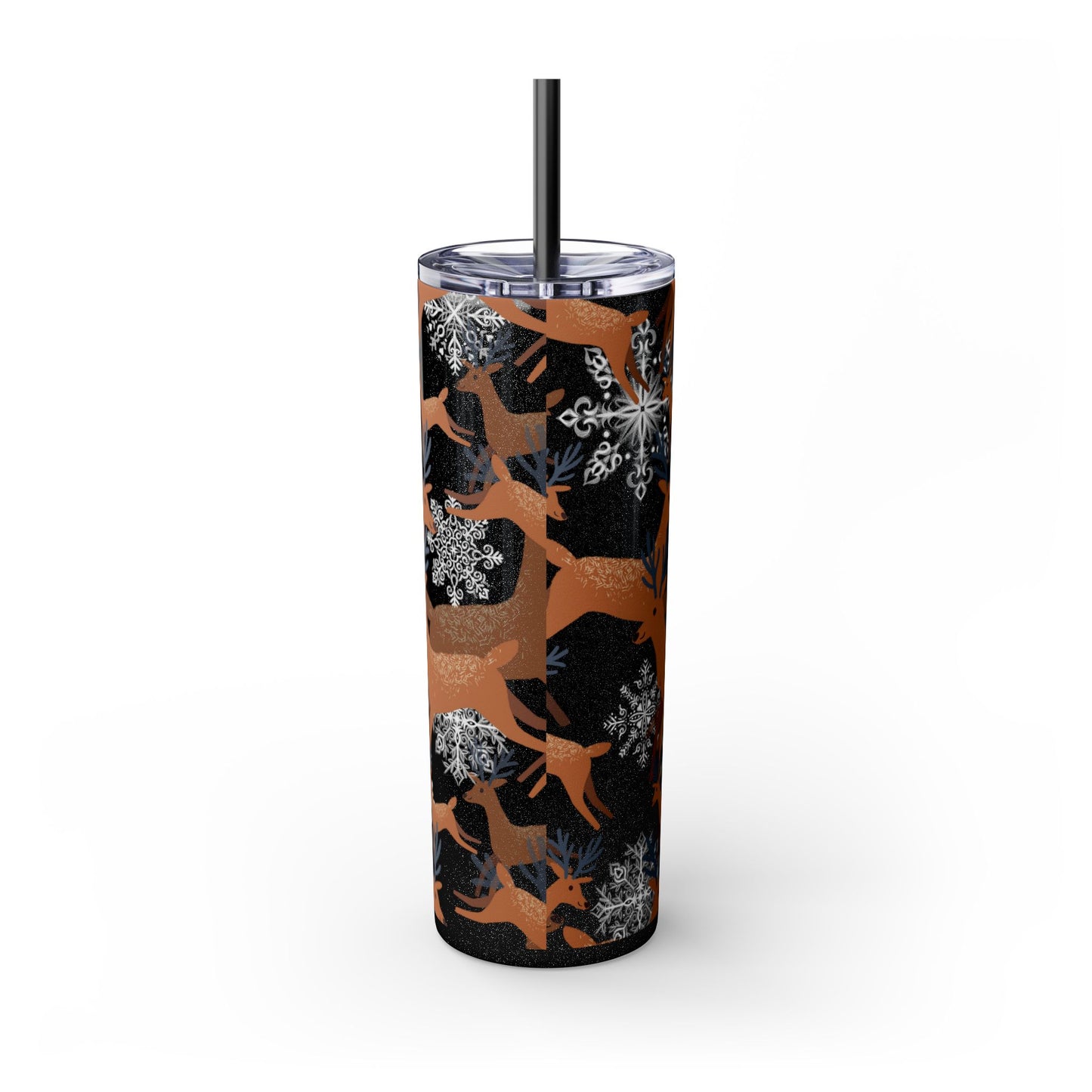 Christmas Snow Prancing Deer Skinny Tumbler - 20oz - BPA-free - Matte or Glossy Finish