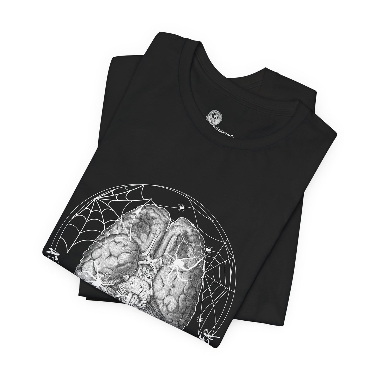 Anatomical Brain Illustration T-Shirt | Geometric Circle, Handwritten Script