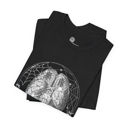 Anatomical Brain Illustration T-Shirt | Geometric Circle, Handwritten Script