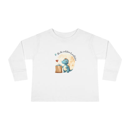 Recycling Dinosaur Love Toddler Long Sleeve Tee – Be the Solution to Pollution!