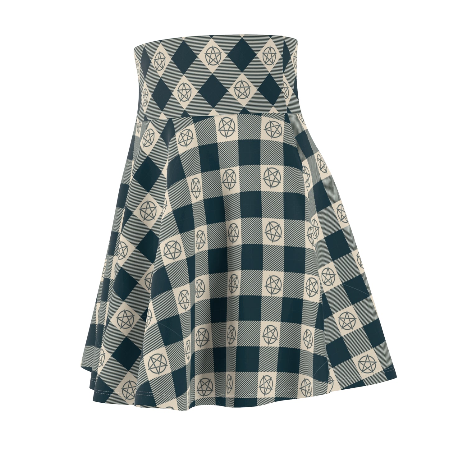 Pentagram Tartan Women's Skater Skirt - Cozy, Versatile and Perfect for Everyday