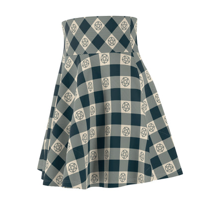 Pentagram Tartan Women's Skater Skirt - Cozy, Versatile and Perfect for Everyday