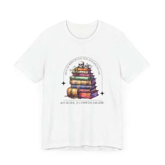 Skull and Book Unisex Tee - Murder Mystery Lover's Gift - Bookworm Apparel