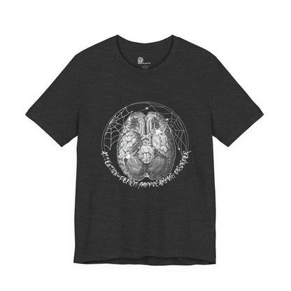 Anatomical Brain Illustration T-Shirt | Geometric Circle, Handwritten Script