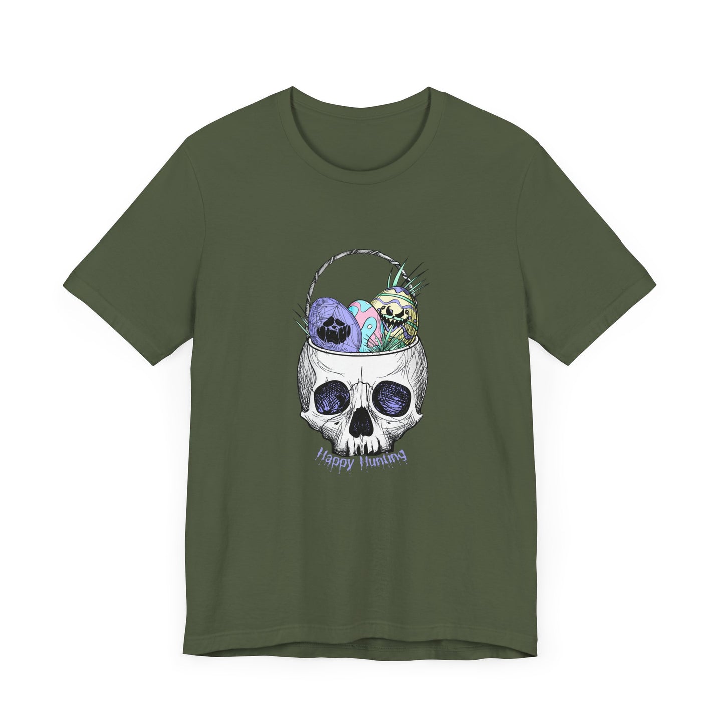 Happy Easter Skull Tee - Unisex Jersey Shirt for Egg Hunt Fun