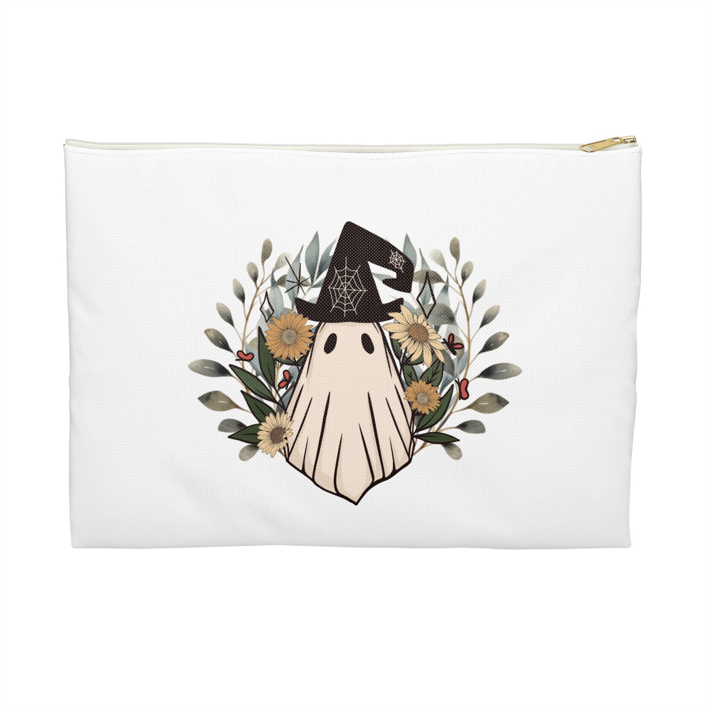 Vintage Style Ghost Print Pencil Case - Retro Accessory Pouch