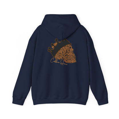 Skull Caffine Queen Illustration Hoodie | Crowned Skull Back Print
