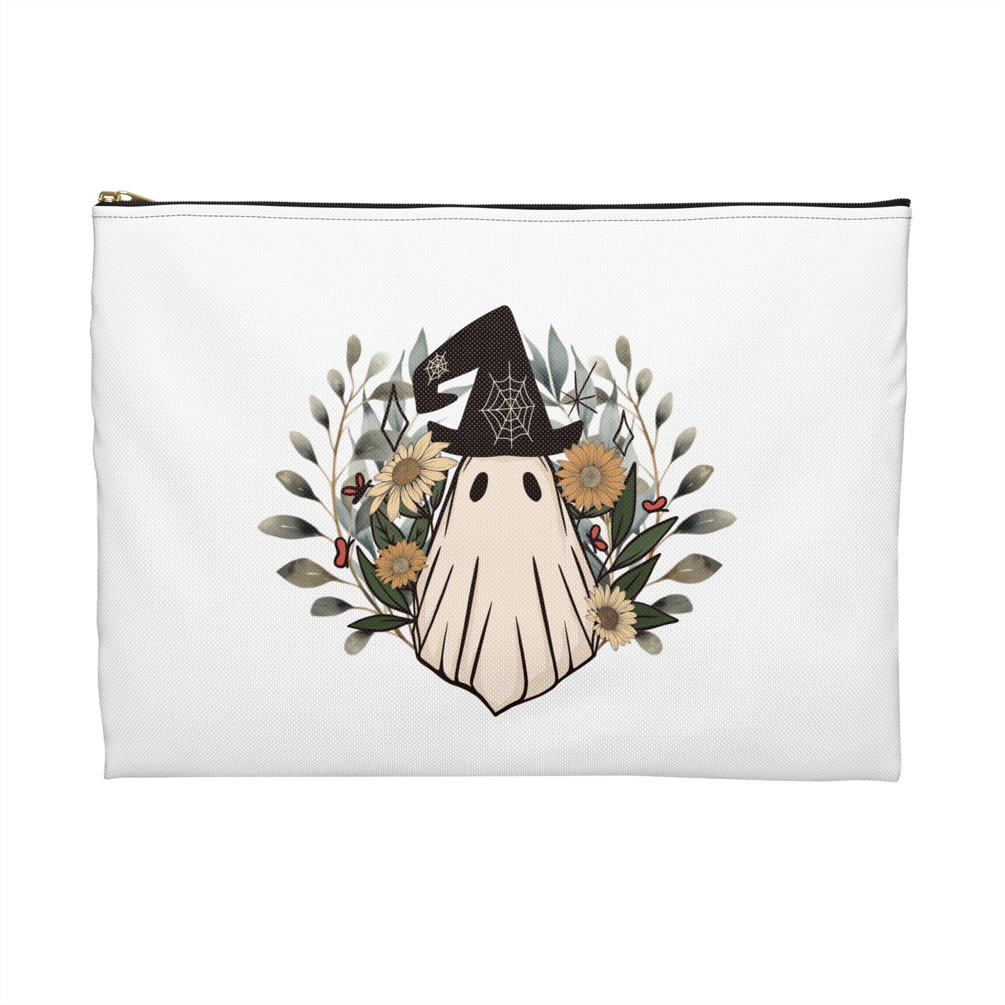 Vintage Style Ghost Print Pencil Case - Retro Accessory Pouch